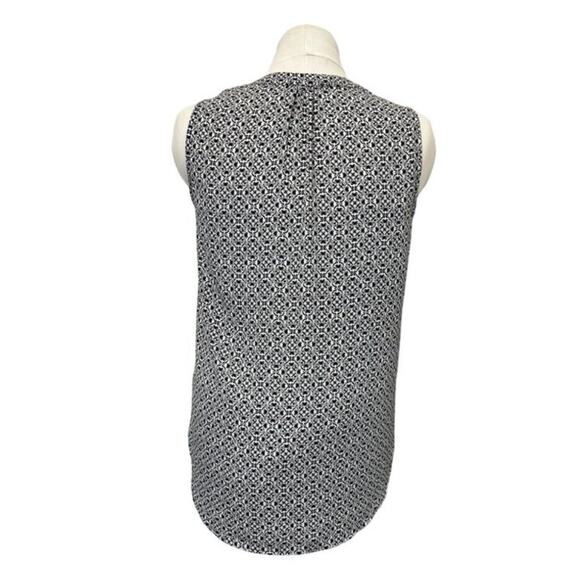 Pleione Womens Sleeveless Blouse S Black & White Patterned Polyester Top - Picture 3 of 8